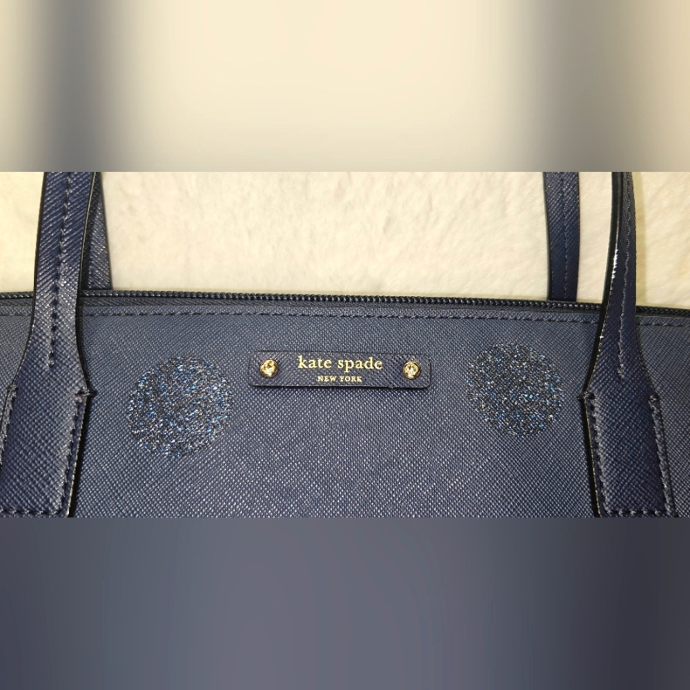 Kate Spade New York Navy Blue Saffiano Leather Top Handle Bag - Picture 3 of 4